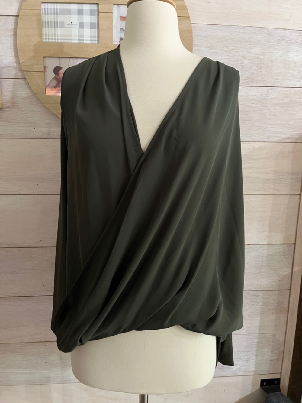 AD LIB Olive Draped V-Neck Women's Top 14